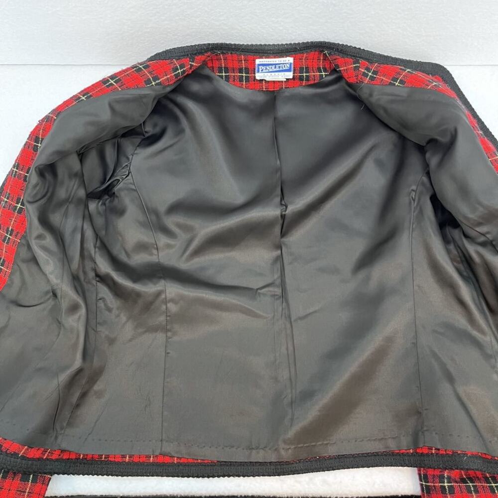 Pendleton wool red tartan plaid vintage blazer button jacket womens sz 10 - Picture 9 of 10